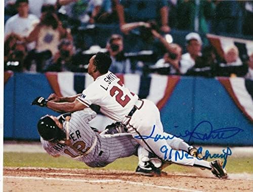 לוני סמית 'אטלנטה בראבס 1991 NL אלופות פעולה חתומה 8x10 - תמונות MLB עם חתימה
