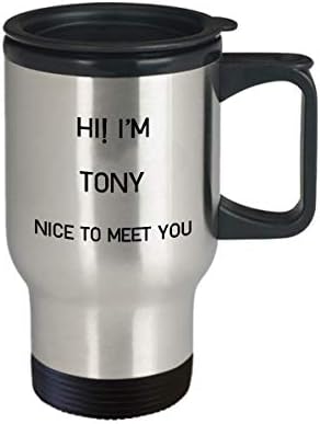 אני טוני ספל נסיעות שם ייחודי מתנת כוס מתנה לגברים נשים 14oz נירוסטה