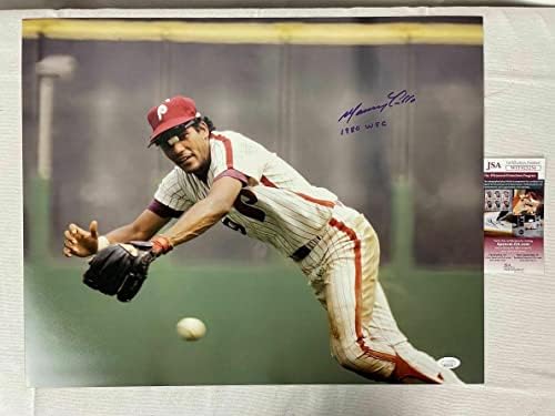 מני טרילו חתום חתימה עם חתימה מכתים 1980 WSC Phillies 16x20 צילום JSA - תמונות MLB עם חתימה