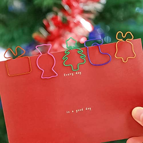 קליפ נייר לחג המולד, 10 יחידות קליסר קלסר קליפ חזק נייר מכתבים דקורטיבי מיני איל חג המולד סנטה צורה של קליפי נייר חלולים של ציוד משרדים
