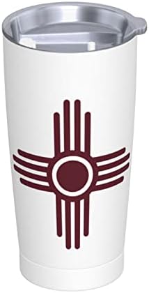 GHBC New Mexico Zia Sun Symber ספל נירוסטה 20 גרם עם קש ומברשת כוסות ואקום כפולות ספל נסיעות למסיבת נסיעות במשרד ביתי
