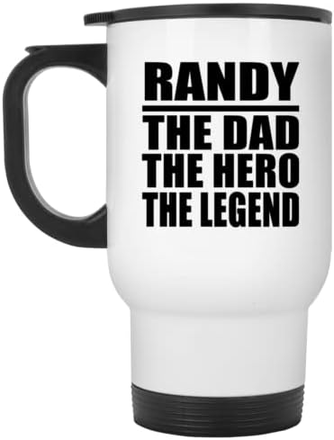 מעצב את רנדי האבא הגיבור האגדה, ספל נסיעות לבן 14oz כוס מבודד מפלדת אל חלד, מתנות ליום הולדת יום הולדת חג המולד חג המולד אבות יום אמהות