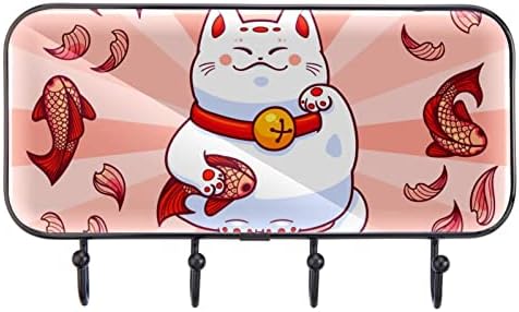 מחזיק מגבת Lyetny קיר קיר רכוב מגבת מתלה אמבטיה תפאורה חלוקת חלוק בגדים בגדים ביפן קריקטורה מצוירת חתול מזל