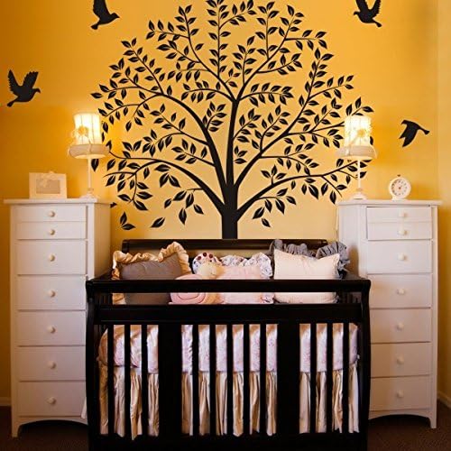 משתלת ציפורים מעופפות מדבקת קיר חדרים חדרים נערות נערות בנים טפטים ציורי קיר ענף נשלף עלים עץ עץ עץ אמנות C