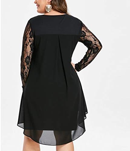 מיני שחור שמלת נשים שרוול נמוך גודל מכפלת תחרה צרוף גבוהה מזדמן שמלת נדנדה אופנה בתוספת בתוספת קומפי שמלה עבור