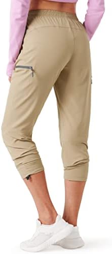 מכנסי מטען לטיולים לנשים חיצוניים קלים משקל מהיר עמיד במים יבשים UPF 50+ מכנסי קפריס עם כיסי רוכסן