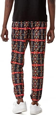 מכנסי דפוס אצטקים מערביים מכנסיים לגברים אופנה מכנסיים סגנון אתני מזדמנים מכנסיים ארוכים מכנסי טרנינג רופפים