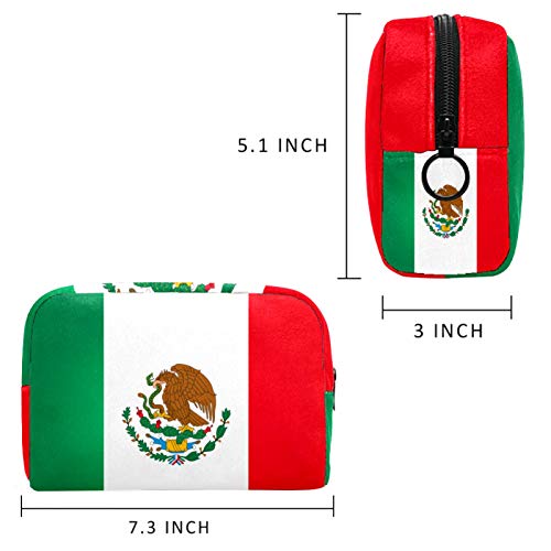 תיק מטענה קוסמטי איפור איפור מארגן שטיפה שקית שקית עם דגל רוכסן של מקסיקו לאביזרי נסיעה חיוניים