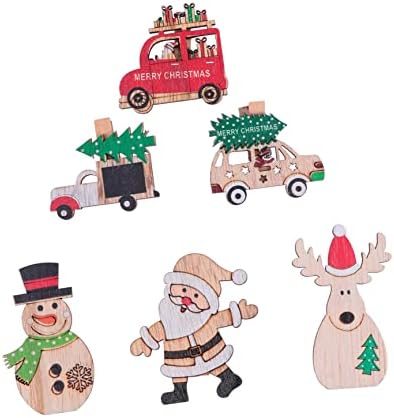 Zerodeko מגולף חג מולד עץ עץ הערה ספר תזכיר קליפ קליפ 12 יחידות עץ קליפים עץ מיני חג המולד כבשי חג עץ קליפים קטעי תמונות קליפים לחג המולד