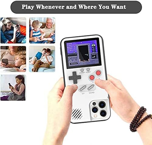 תיקים טלפוניים של Autbye Gameboy, רטרו 3D Gameboy מארז לאייפון עם 36 משחקים קטנים, תצוגת צבע אטום זעזועים משחקי טלפון, מארז מגן טלפון