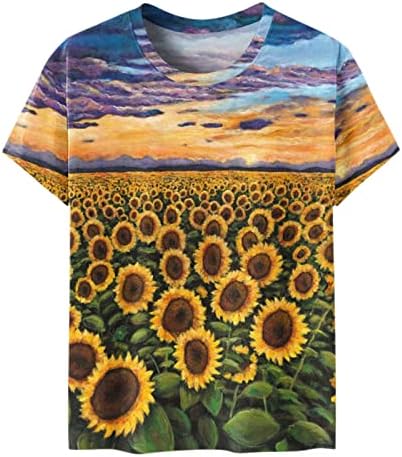 חולצות טרקלין לנשים קיץ סתיו שרוול קצר צווארון עגול בלוק צבע גרפי חולצות חולצות טי חולצות גבירותיי 2023 ו5