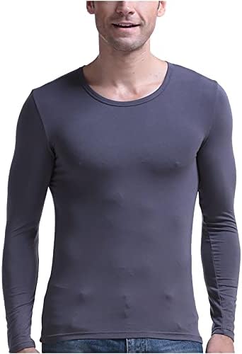 גברים תרמית בסיס שכבה תחתונים מקרית סוודר למעלה חולצות ארוך שרוול דק מתאים בסיסי מוצק קל משקל או צוואר חולצת טי