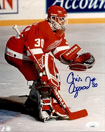 כריס אוסגוד שם מלא בשם מוקדם חתימת אוטומטית חתימה על דטרויט כנפיים אדומות 8x10 צילום JSA COA - תמונות NHL עם חתימה