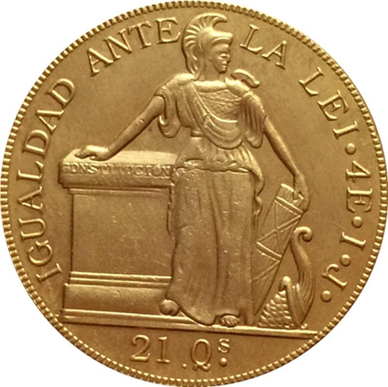 1841 מטבעות צ'יליאניות 29 ממ נחושת מצופה זהב מטבעות מטבעות מטבעות אוסף יכולת מלאות יכולות לפוצץ