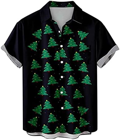 כפתור הגברים לחג המולד של Dsodan חולצות שרוול קצר, חג המולד מצחיק סנטה קלאוס הדפס באולינג חולצות חולצות חולצות חולצות