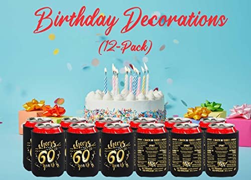 קישוטי יום הולדת 60 לגברים נשים שמח שישים מסיבת יום הולדת דקור וגינה 1963 בציר - 60 שנה מסיבת יום הולדת משקה יכול קריר שרוולים שחור &מגבר;