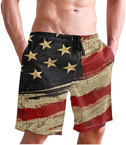 צינה * טק גברים של בגד ים אמריקאי דגל מהיר יבש לוח מכנסיים קצרים לגברים עיתון חוף רחצה חליפות עם כיסים