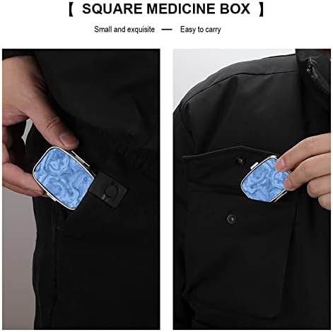 גלולת תיבת כחול שיש מרקם כיכר בצורת רפואת לוח מקרה נייד הפילבוקס ויטמין מיכל ארגונית גלולות מחזיק עם 3 תאים