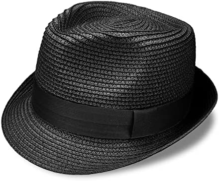 קש פדורה כובע קצר ברים לארוז להפשיל טרילבי כובע קלאסי מתכוונן פנמה קיץ חוף שמש כובע עד 50+