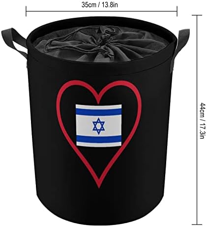 אני אוהב ישראל אדום לב מתקפל סל כביסה גדול סל כביסה קל משקל אחסון סל צעצוע ארגונית עם ידיות